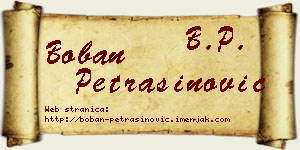 Boban Petrašinović vizit kartica